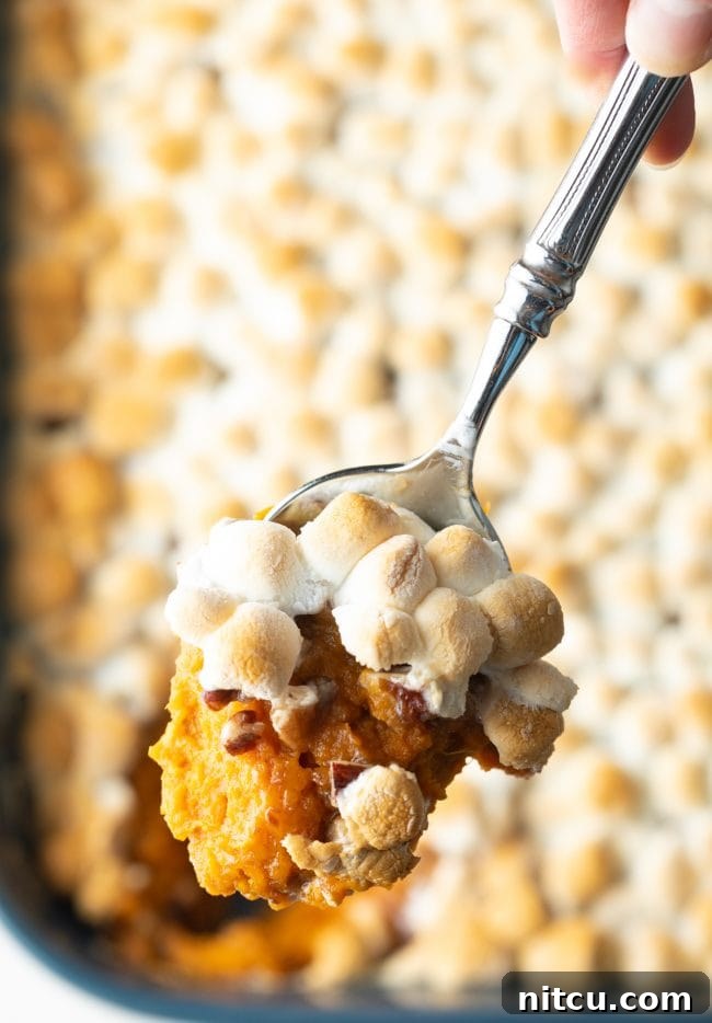 Southern Sunshine Sweet Potato Bake 4 marshmallows and pecans for best sweet potato casserole
