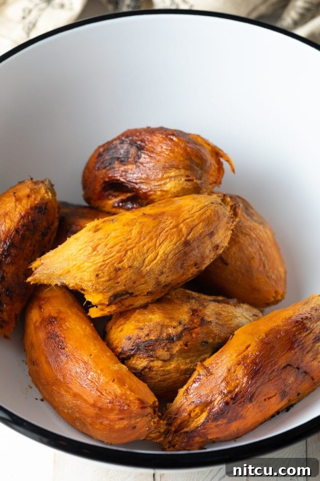 Southern Sunshine Sweet Potato Bake 5 baked sweet potatoes in bowl