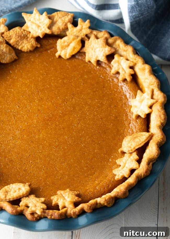 Libbys Classic Pumpkin Pie 9 Libby's Pumpkin pie after being baked in a pie pan.