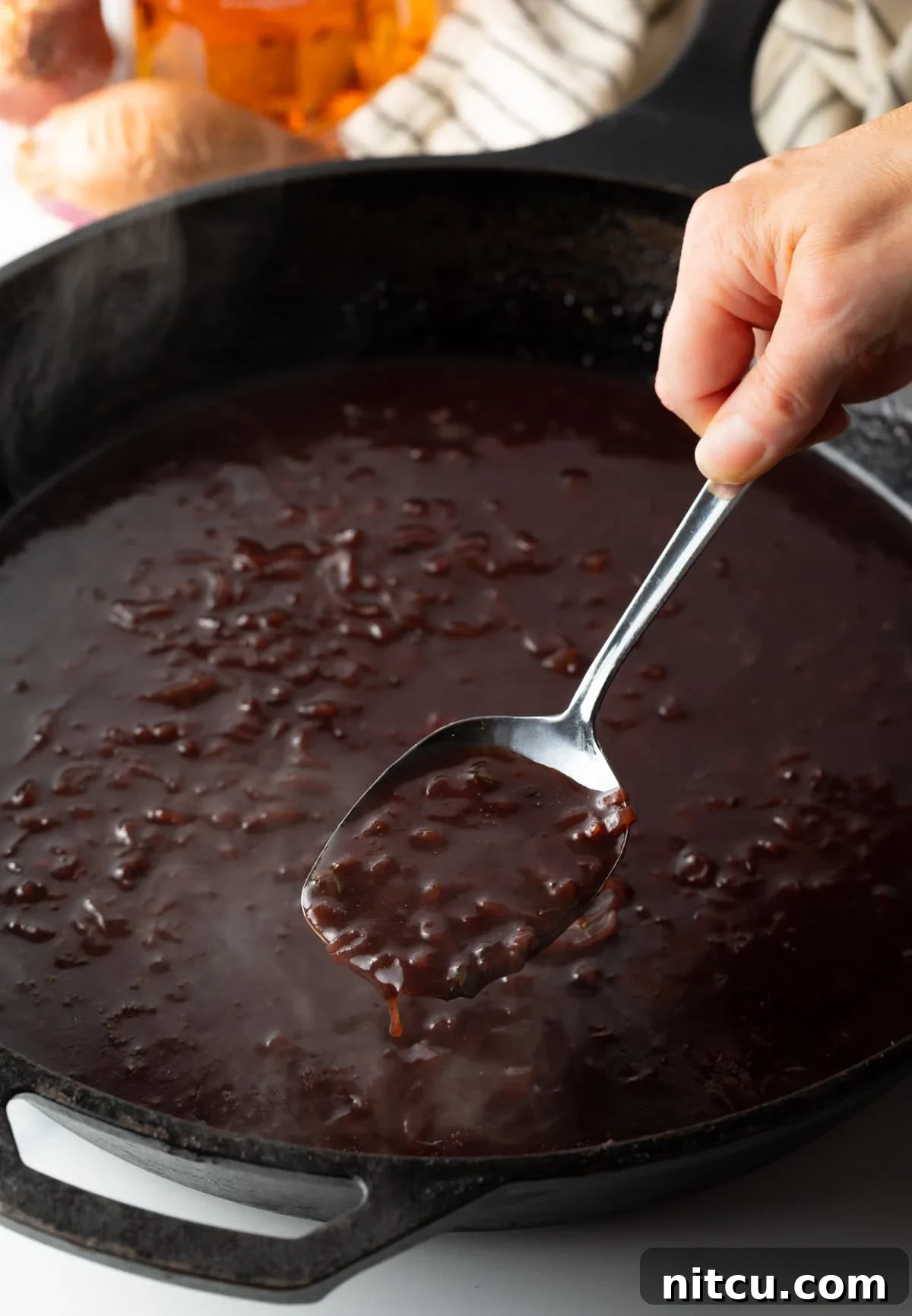 close up of a rich blackberry sauce