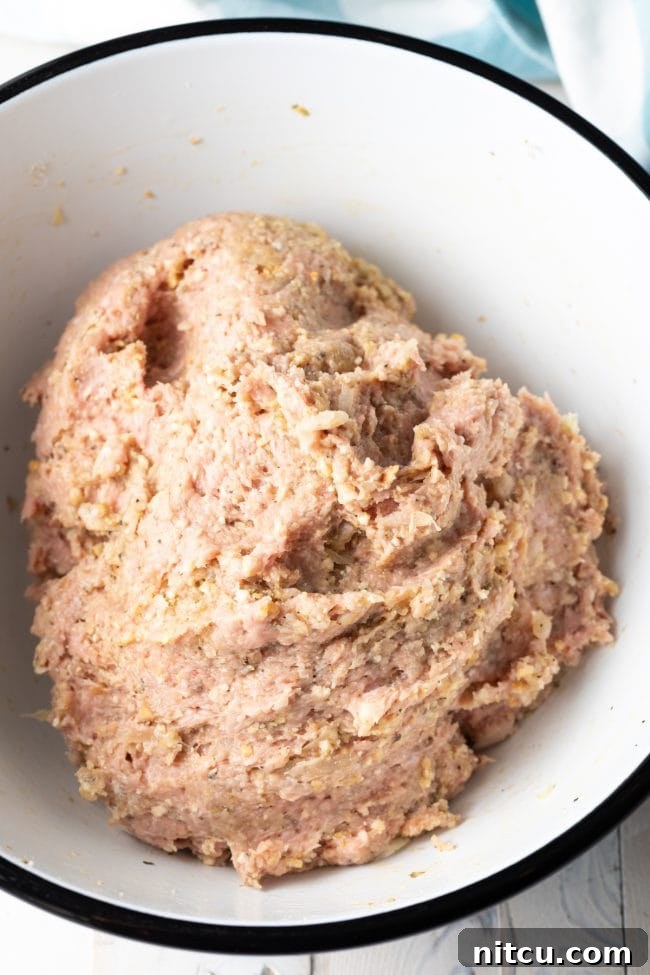 ground turkey meatballs mixture in bowl