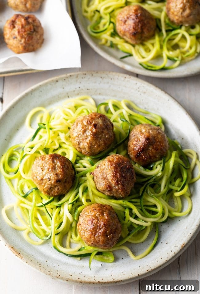 low carb meatballs with zoodles